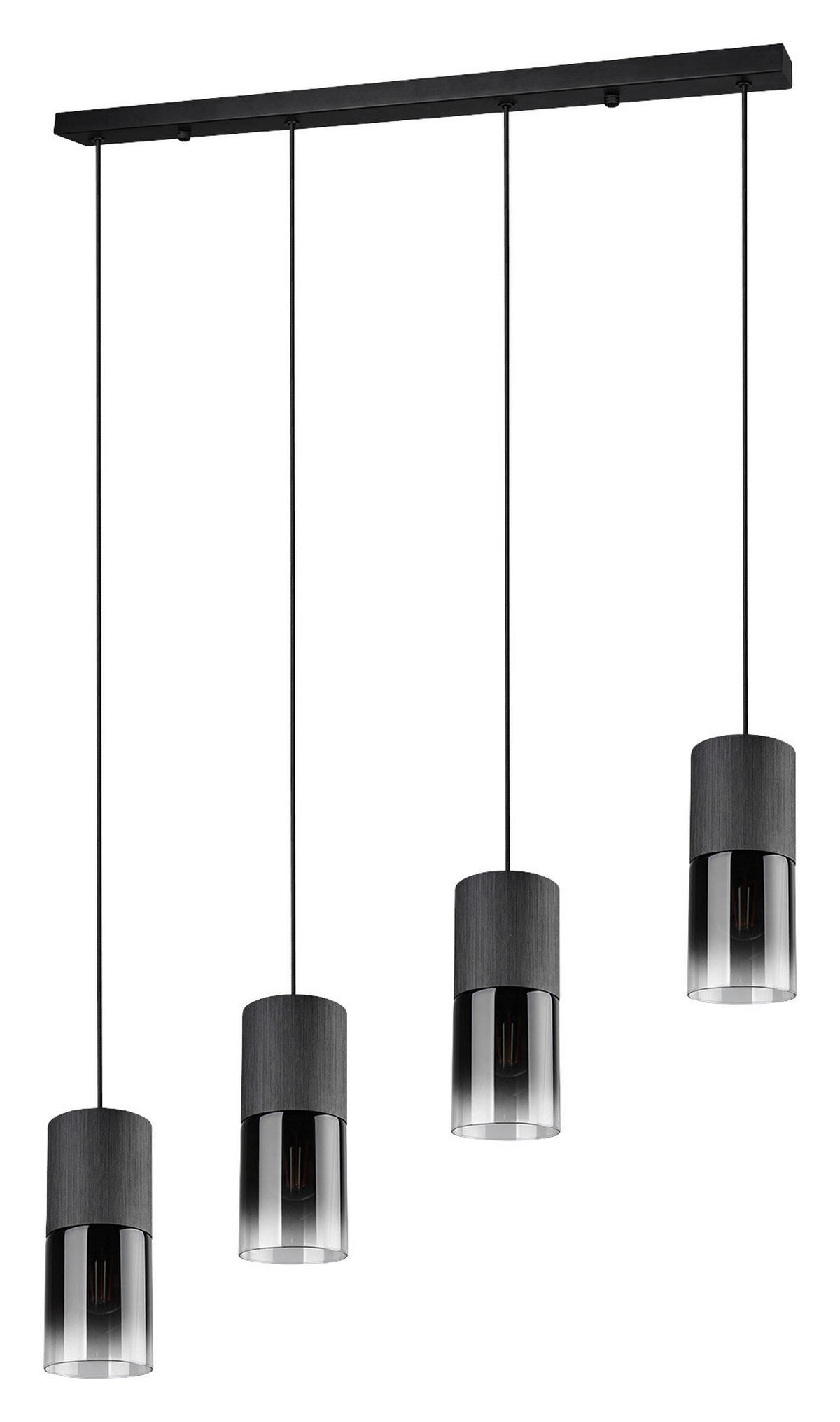 Reality Pendelleuchte 310600432 schwarz Rauch Metall Glas B/H/D: ca. 81x150x10 cm E27 4 Brennstellen Pendelleuchte_Robin - schwarz/Rauch (10,00/150,00cm) - Reality