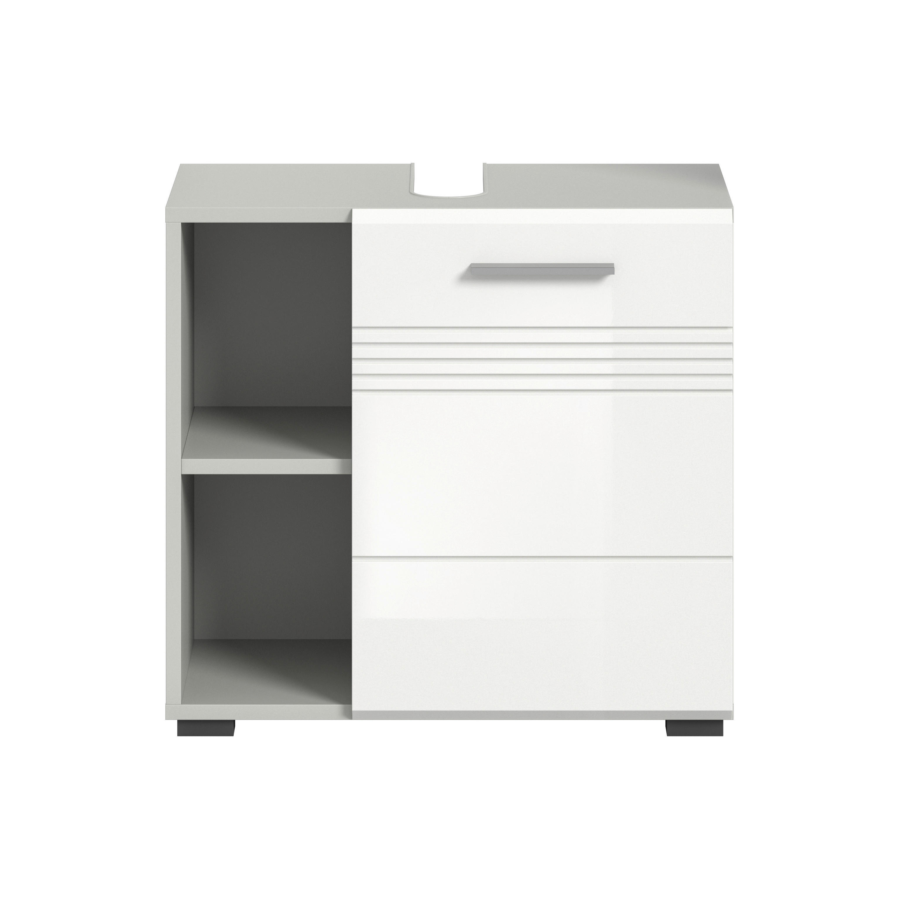 Waschbeckenunterschrank Copa hellgrau weiß Hochglanz B/H/T: ca. 60x56x32 cm Copa - hellgrau/weiß (60,00/56,00/32,00cm) - xonox.home