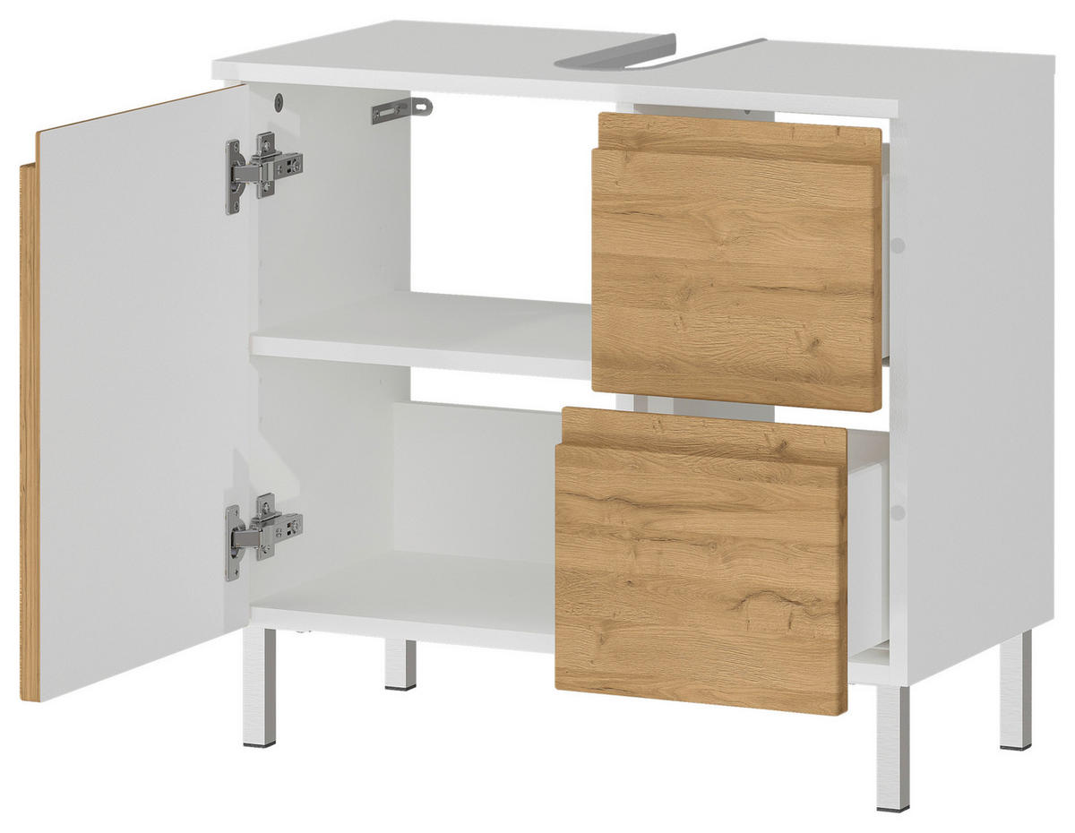 Waschbeckenunterschrank 4330-559 weiß Eiche Grand-Son Nachbildung B/H/T: ca. 60x56x34 cm 4330-559 - Eiche/weiß (60,00/56,00/34,00cm) - Germania