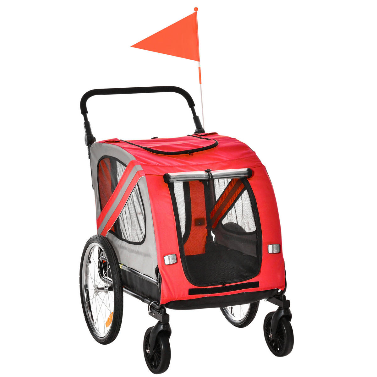 PawHut Hunde-Zubehör rot Polyester B/H/L: ca. 72,5x140x108 cm Hundwagen - rot (108,00/72,50/140,00cm) - PawHut