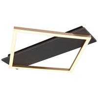 GLOBO LED-Deckenleuchte Opal champagner mattschwarz Metall Kunststoff MDF B/H/L: ca. 46,7x6x52 cm 1 Brennstellen BEATRIX I - champagner/Opal (52,00/46,70/6,00cm) - GLOBO