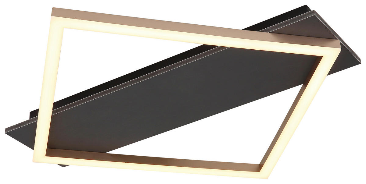 GLOBO LED-Deckenleuchte Opal champagner mattschwarz Metall Kunststoff MDF B/H/L: ca. 46,7x6x52 cm 1 Brennstellen BEATRIX I - champagner/Opal (52,00/46,70/6,00cm) - GLOBO