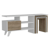 Wohnwand Nature weiß walnuss Nachbildung B/H/T: ca. 120x49x29 cm Nature - weiß/walnuss (120,00/49,00/29,00cm) - moebel17