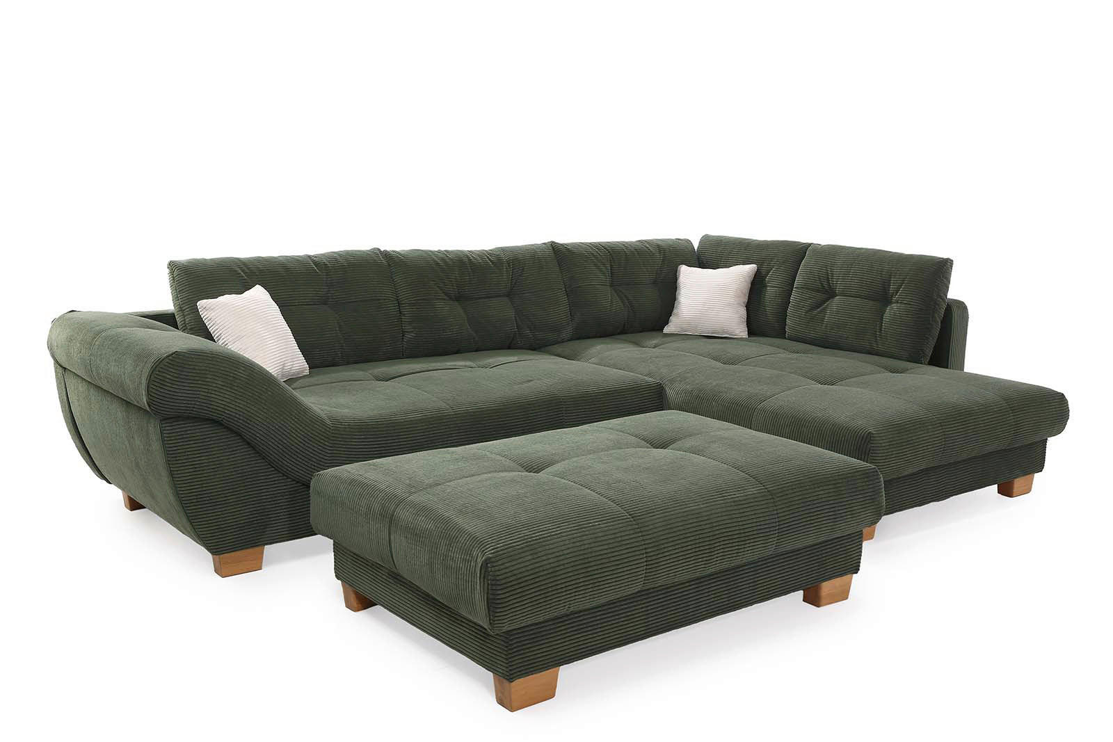 Ecksofa grün Microfaser B/H/T: ca. 346x90x221 cm Siero_Ecksofa - Eiche/grün (346,00/90,00/221,00cm)