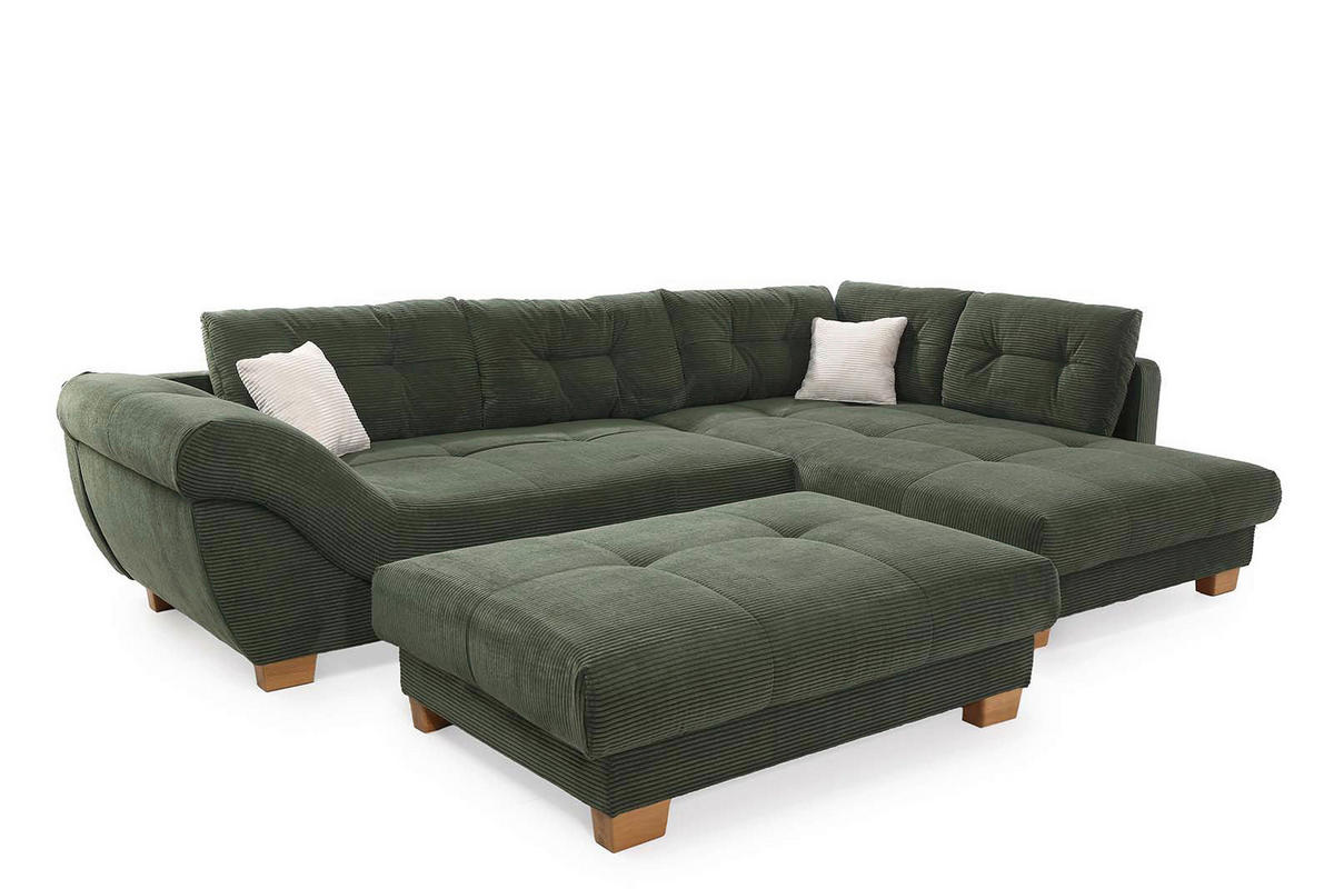 Ecksofa grün Microfaser B/H/T: ca. 346x90x221 cm Siero_Ecksofa - Eiche/grün (346,00/90,00/221,00cm)