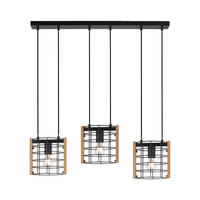 Just Light Pendelleuchte DRAIN 15252-18 kiefer schwarz Holz Metall B/H/T: ca. 82x150x12 cm E27 3 Brennstellen DRAIN - kiefer/schwarz (82,00/150,00/12,00cm) - Just Light