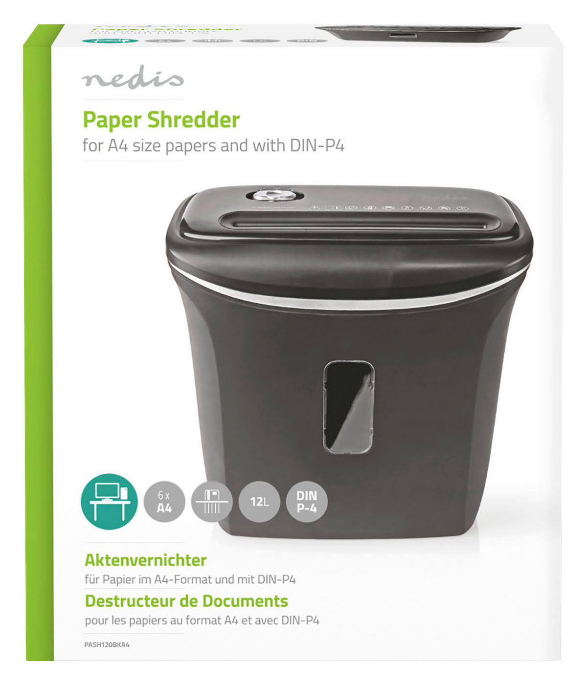 Nedis Aktenvernichter schwarz Aktenvernichter_Nedis 12l - schwarz (18,50/32,80/32,00cm) - Nedis