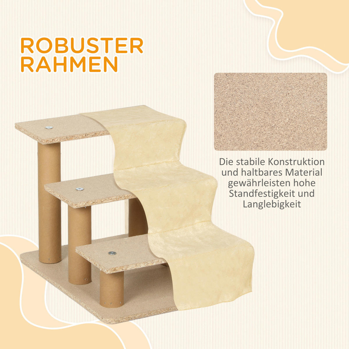 PawHut Haustiertreppe beige Plüsch B/H/L: ca. 35x35x46 cm Haustiertreppe - beige (46,00/35,00/35,00cm) - PawHut