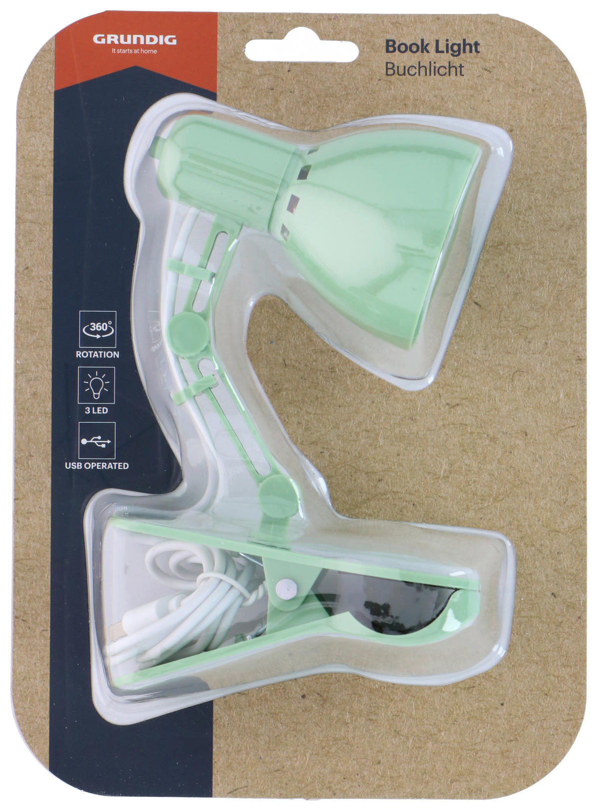 Grundig Clip-Buchlicht weiß grün gelb rosa B/H/T: ca. 6x19x10,8 cm Clip-Buchlicht - weiß/gelb (6,00/19,00/10,80cm) - Grundig