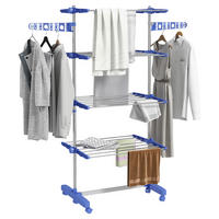 HOMCOM Wäscheständer blau Polypropylen B/H/L: ca. 55x142x172 cm Trockenständer - blau (172,00/55,00/142,00cm) - HOMCOM