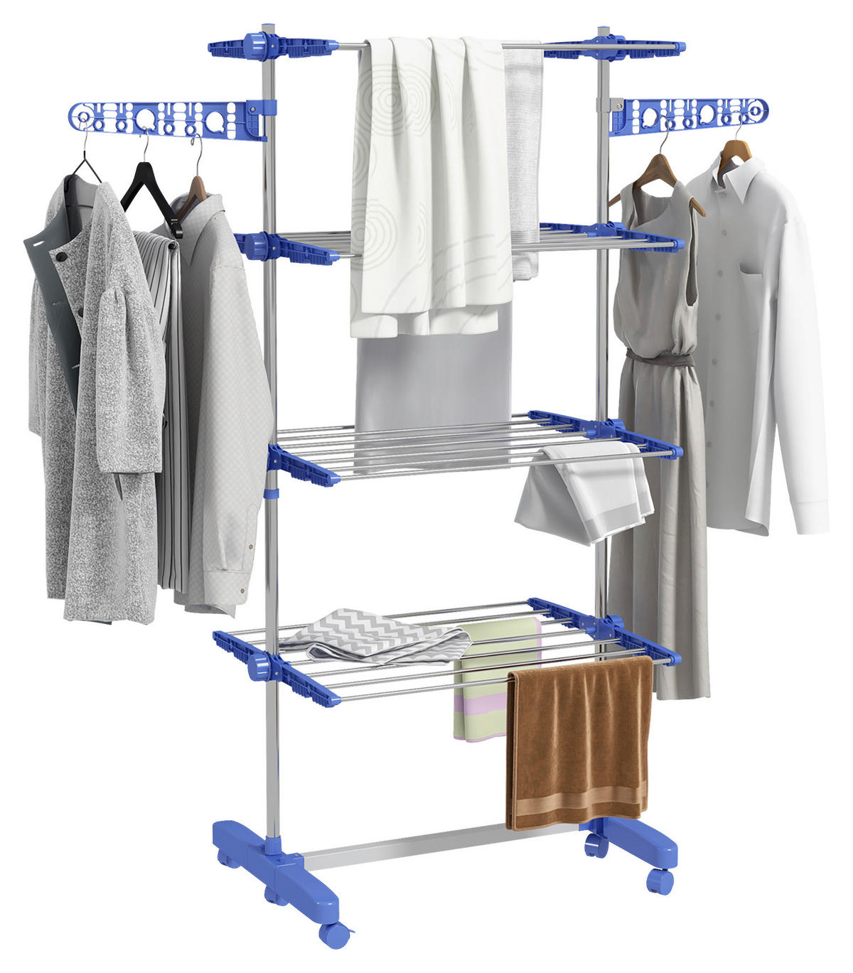 HOMCOM Wäscheständer blau Polypropylen B/H/L: ca. 55x142x172 cm Trockenständer - blau (172,00/55,00/142,00cm) - HOMCOM