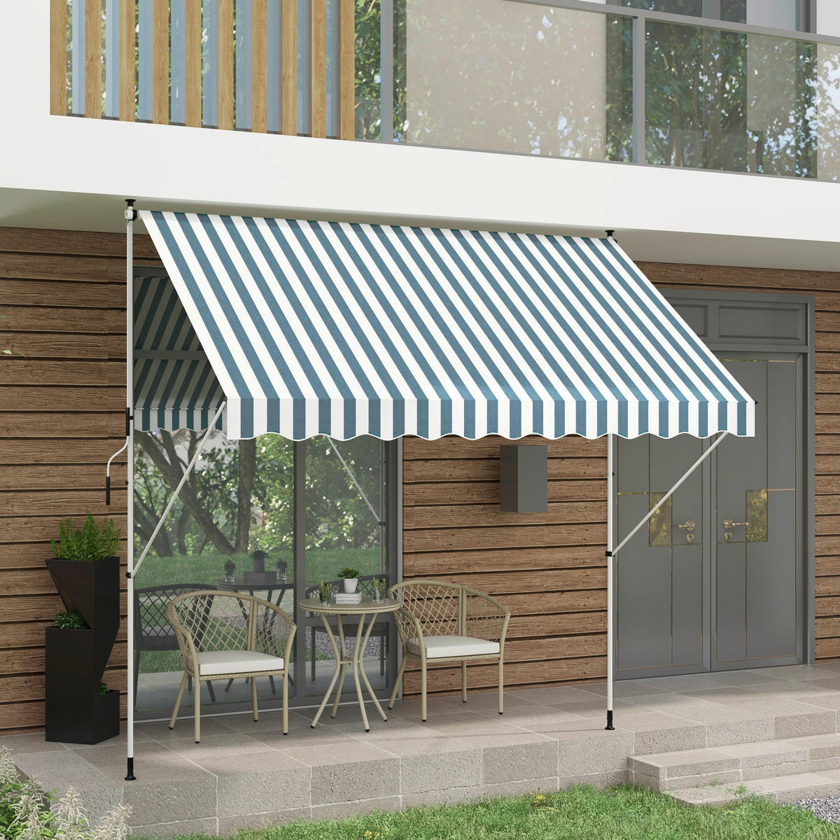 Outsunny Sitzgruppe khaki Edelstahl B/H/L: ca. 65x63x81 cm Gartenmöbel_Set - khaki (81,00/65,00/63,00cm) - Outsunny