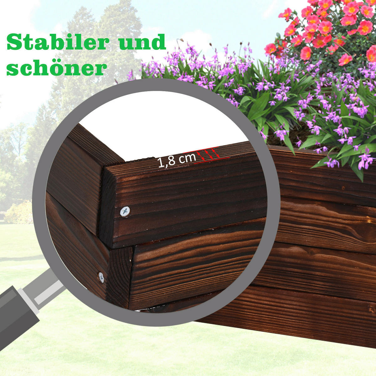 Outsunny Hochbeet B/H/L: ca. 60x23x60 cm Quadratisches Hochbeet 845-295 - dunkelbraun (60,00/60,00/23,00cm) - Outsunny