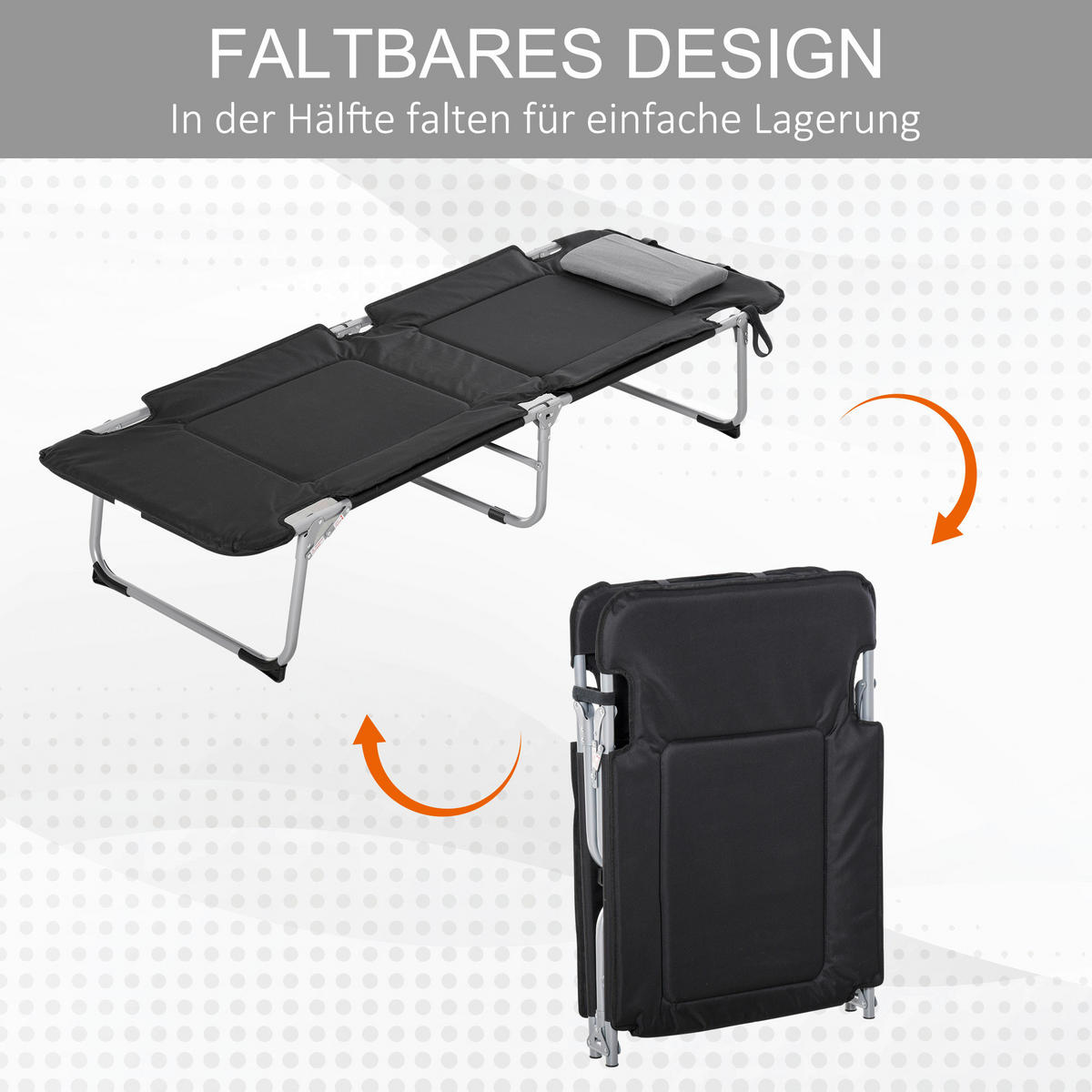 Outsunny Campingartikel B/H/L: ca. 66x183x33 cm Feldbett - schwarz/silber (33,00/66,00/183,00cm) - Outsunny