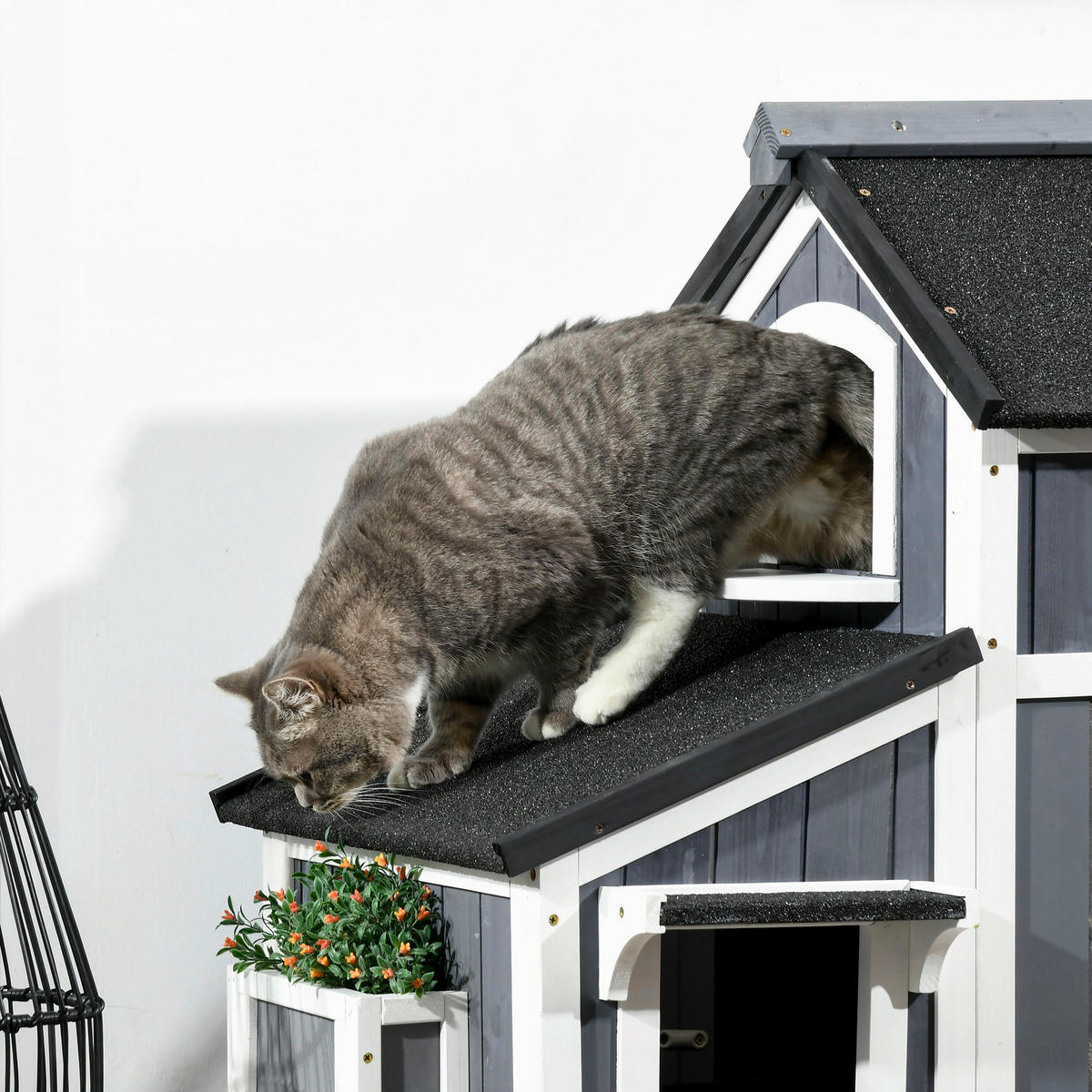 PawHut Katzen-Zubehör grau Edelstahl B/H/L: ca. 65x96x85,5 cm Katzenhaus - grau (85,50/65,00/96,00cm) - PawHut