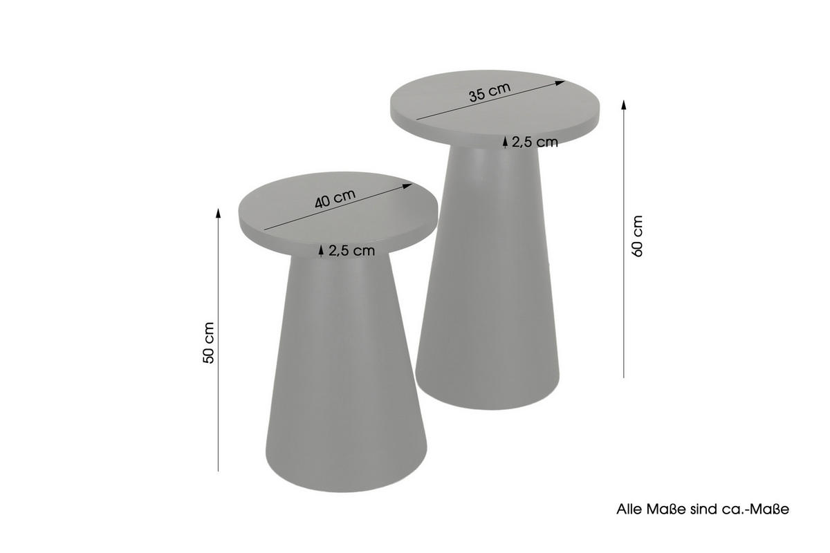 Beistelltisch CONE, 2er-Set schwarz lackiert Akazie H/D: ca. 60x35 cm CONE, 2er-Set - schwarz (35,00/60,00cm) - byLIVING