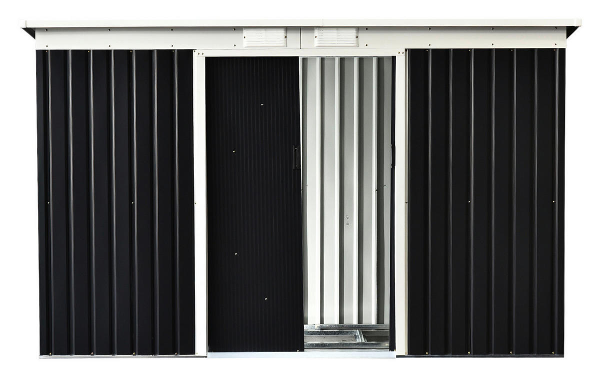 Outsunny Gartenschrank dunkelgrau Stahl B/H/L: ca. 130x173x277 cm Gartenschrank_mit_Schiebetür - dunkelgrau (277,00/130,00/173,00cm) - Outsunny