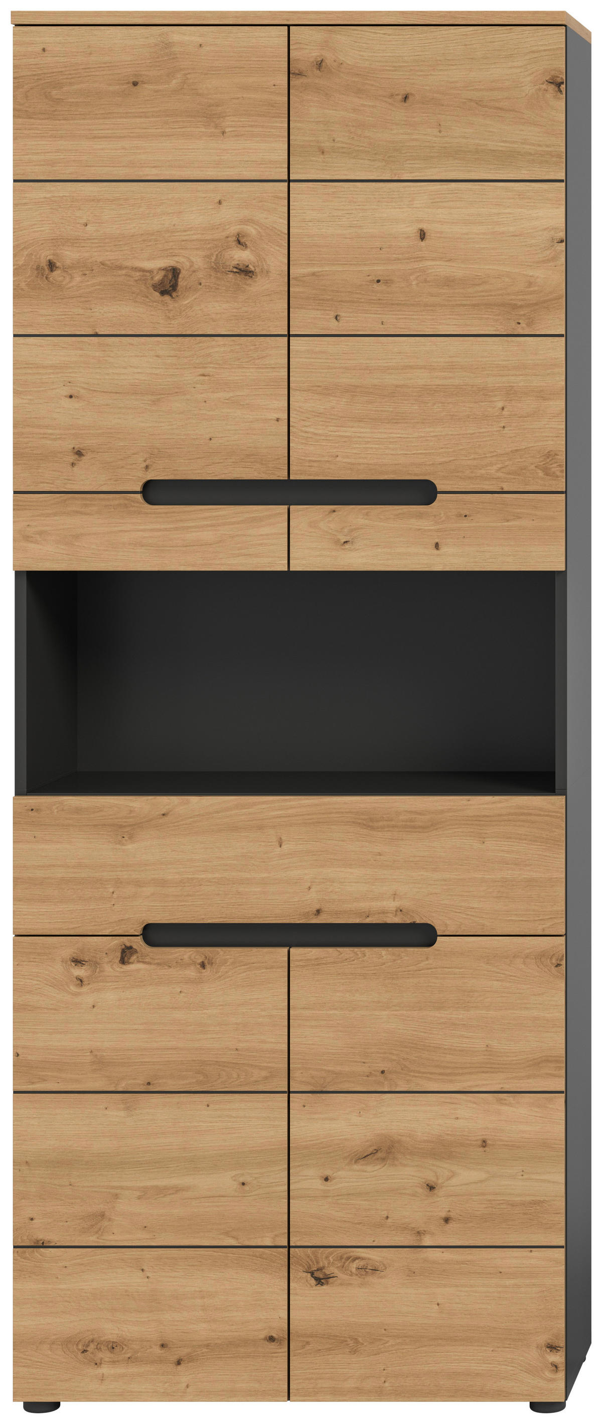 Hochschrank Canu Basalt Eiche Artisan Nachbildung B/H/T: ca. 76x193x34 cm Canu - Eiche/Basalt (76,00/193,00/34,00cm) - xonox.home