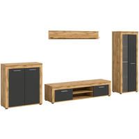 Wohnwand Jam Eiche Wotan Nachbildung grau B/H/T: ca. 330x159x35 cm Jam - Eiche/grau (330,00/159,00/35,00cm) - xonox.home