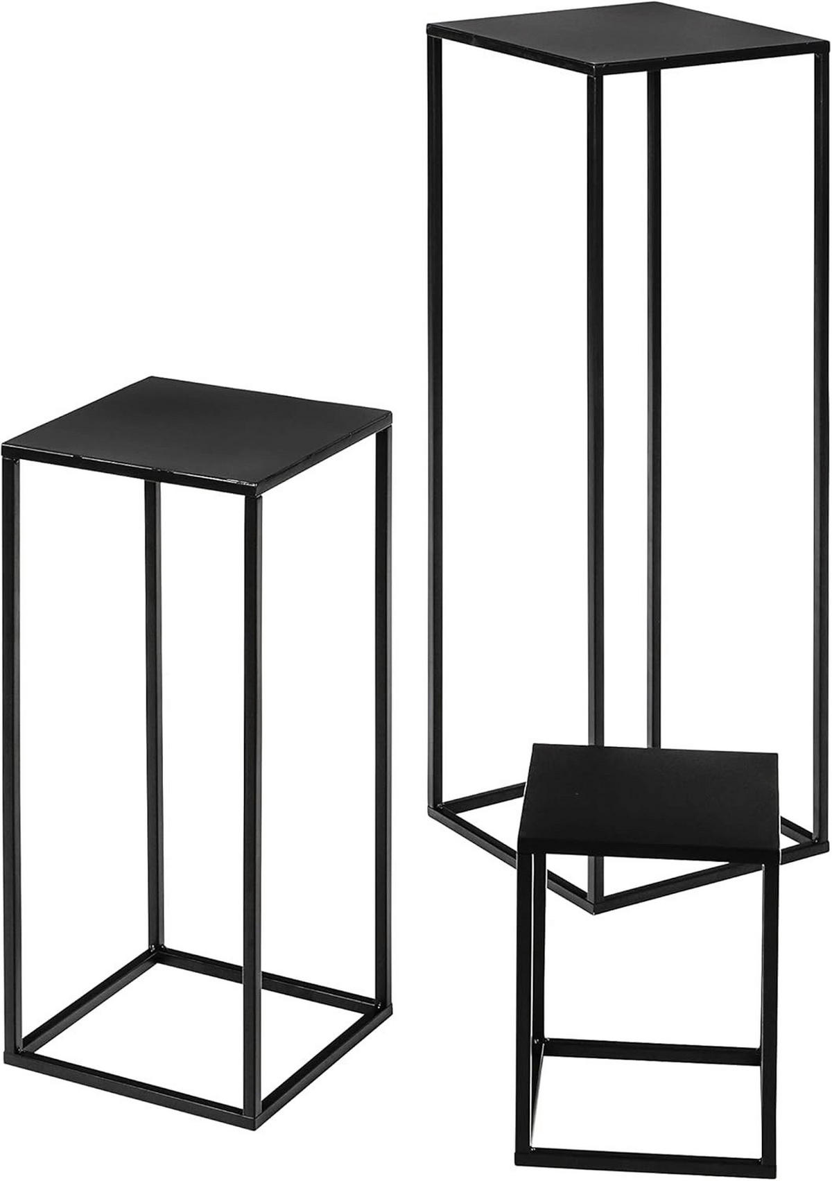 Beistelltisch-Set schwarz Metall Metallpodest_3erSet - schwarz