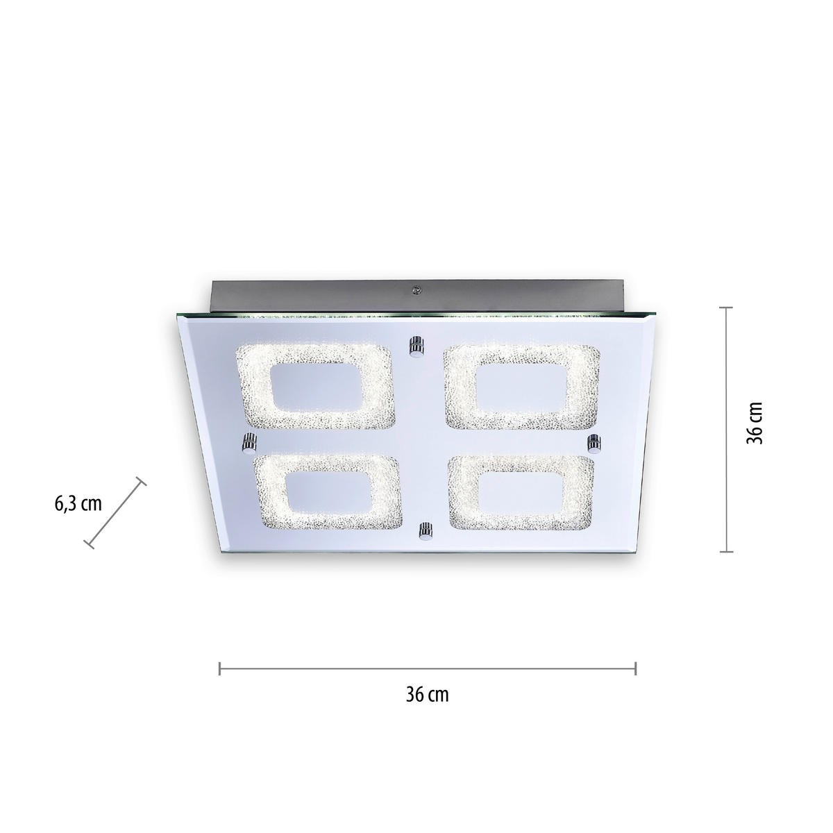 Just Light LED-Deckenleuchte LISA 11572-17 Chrom klar Metall Glas B/H/T: ca. 36x6,3x36 cm 4 Brennstellen LISA - klar/Chrom (36,00/6,30/36,00cm) - Just Light