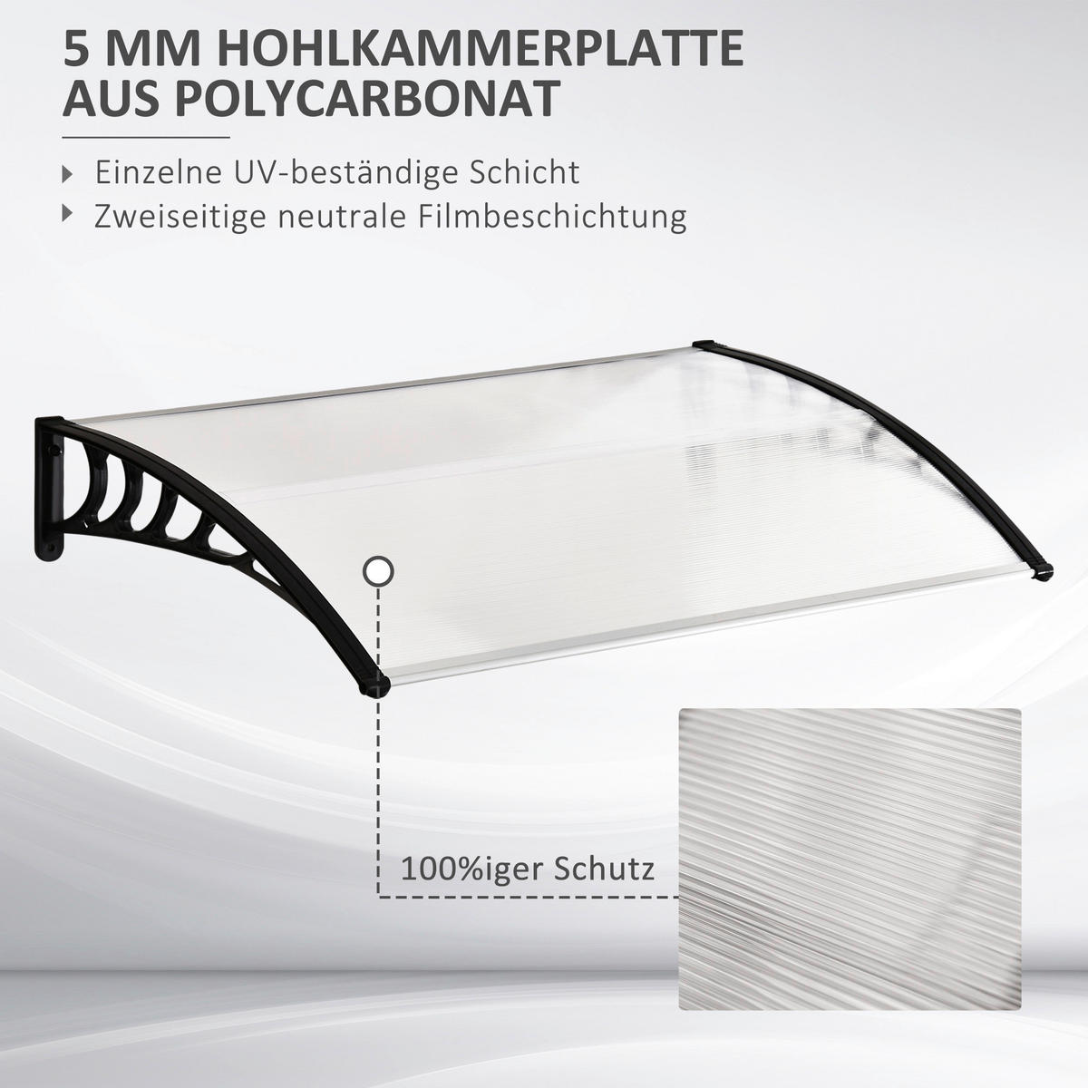 Outsunny Vordach weiß B/H/L: ca. 150x90x25 cm Vordach - weiß (25,00/150,00/90,00cm) - Outsunny