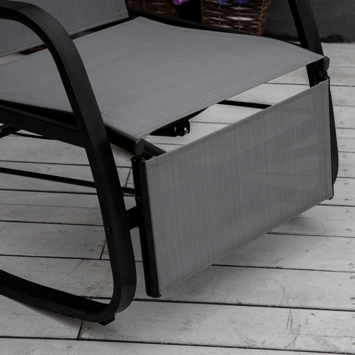 Outsunny Schaukelstuhl grau Metall B/H/L: ca. 64x96,5x90 cm Schaukelstuhl - grau (90,00/64,00/96,50cm) - Outsunny