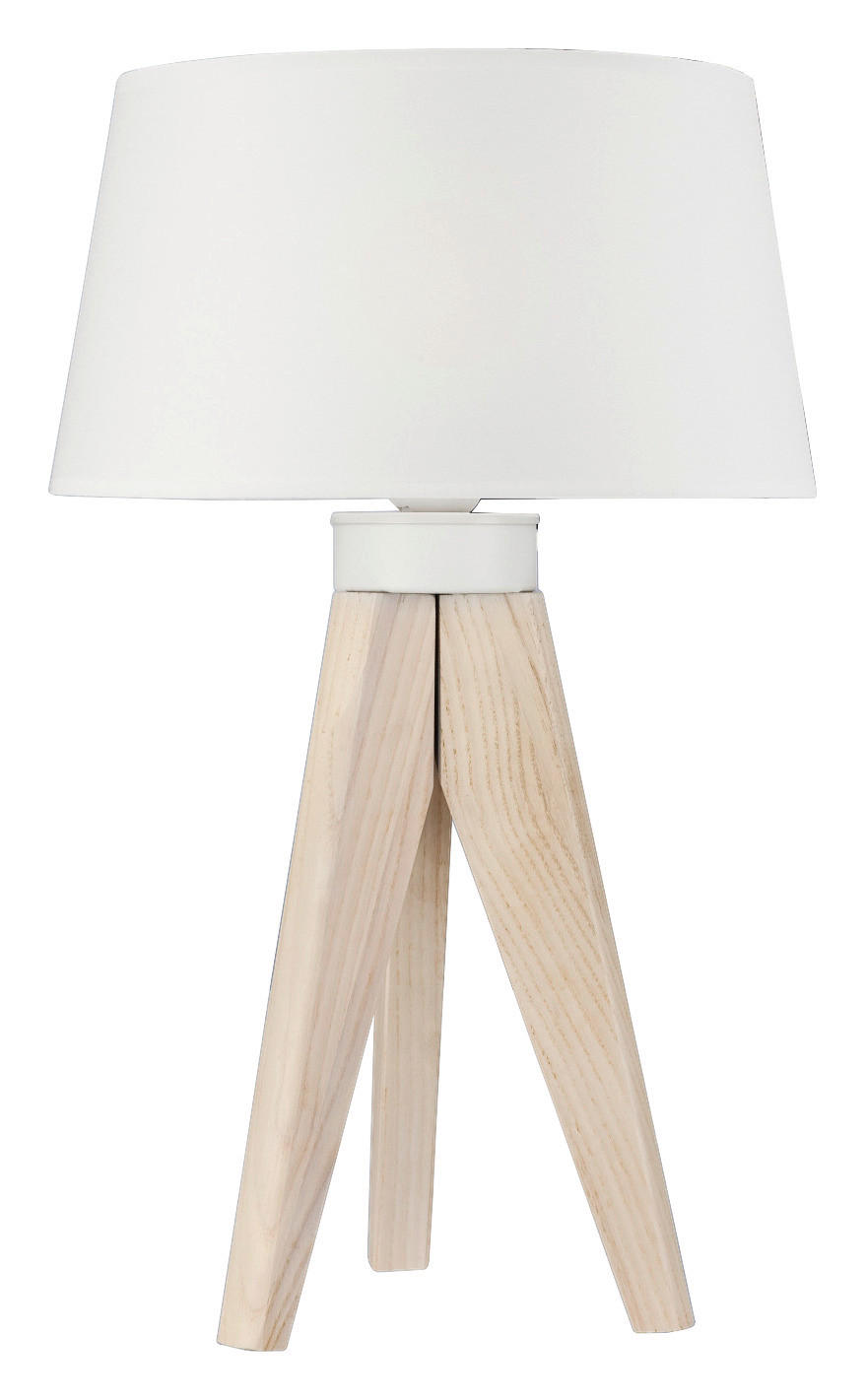 Lamkur Tischlampe weiß Holz Stahl B/H/L: ca. 34x38x38 cm E27 1 Brennstellen Aida - weiß (38,00/34,00/38,00cm) - Lamkur