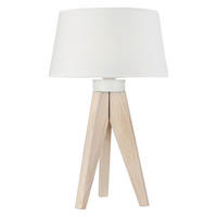 Lamkur Tischlampe weiß Holz Stahl B/H/L: ca. 34x38x38 cm E27 1 Brennstellen Aida - weiß (38,00/34,00/38,00cm) - Lamkur