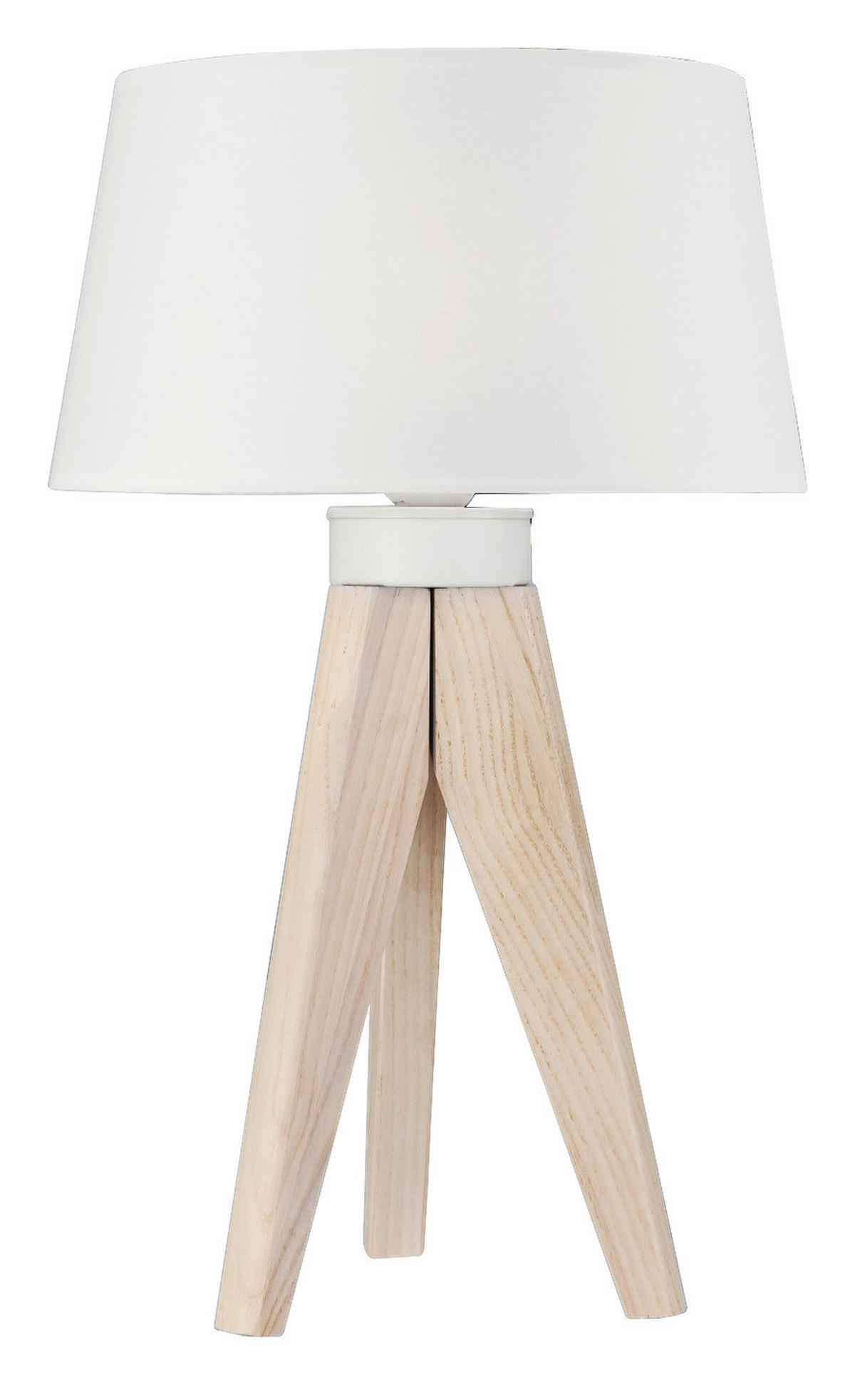 Lamkur Tischlampe weiß Holz Stahl B/H/L: ca. 34x38x38 cm E27 1 Brennstellen Aida - weiß (38,00/34,00/38,00cm) - Lamkur