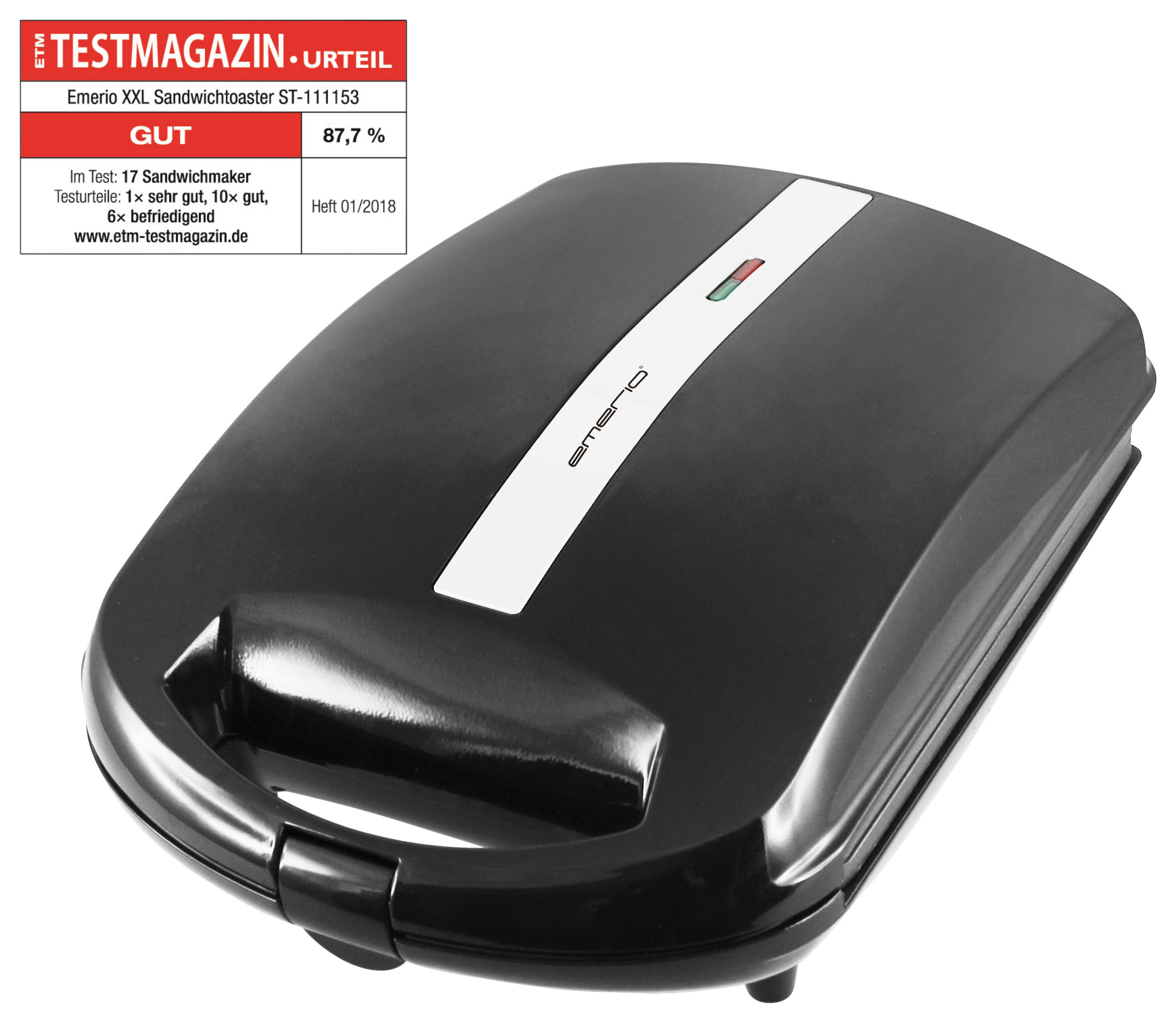 Emerio Sandwichtoaster schwarz silber Ed...