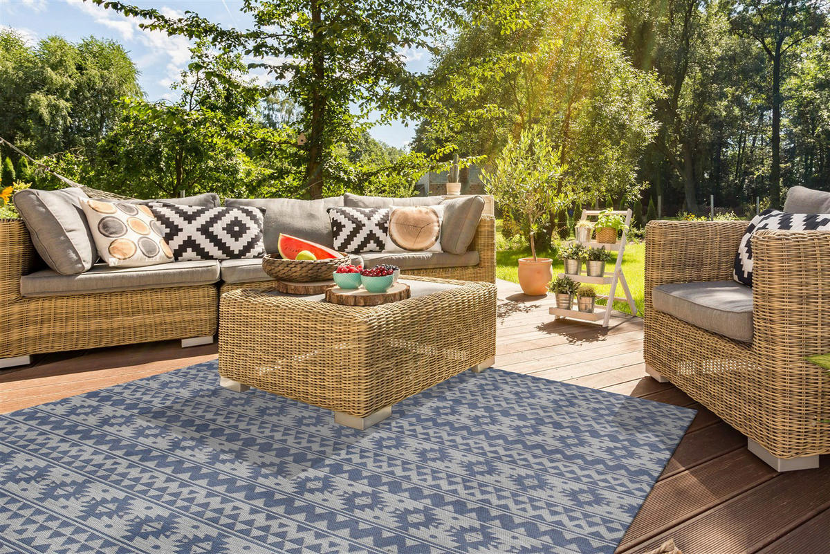 Kayoom Flachgewebeteppich Sunny 210 hellblau B/L: ca. 80x150 cm Sunny 210 - hellblau (80,00/150,00cm) - Kayoom
