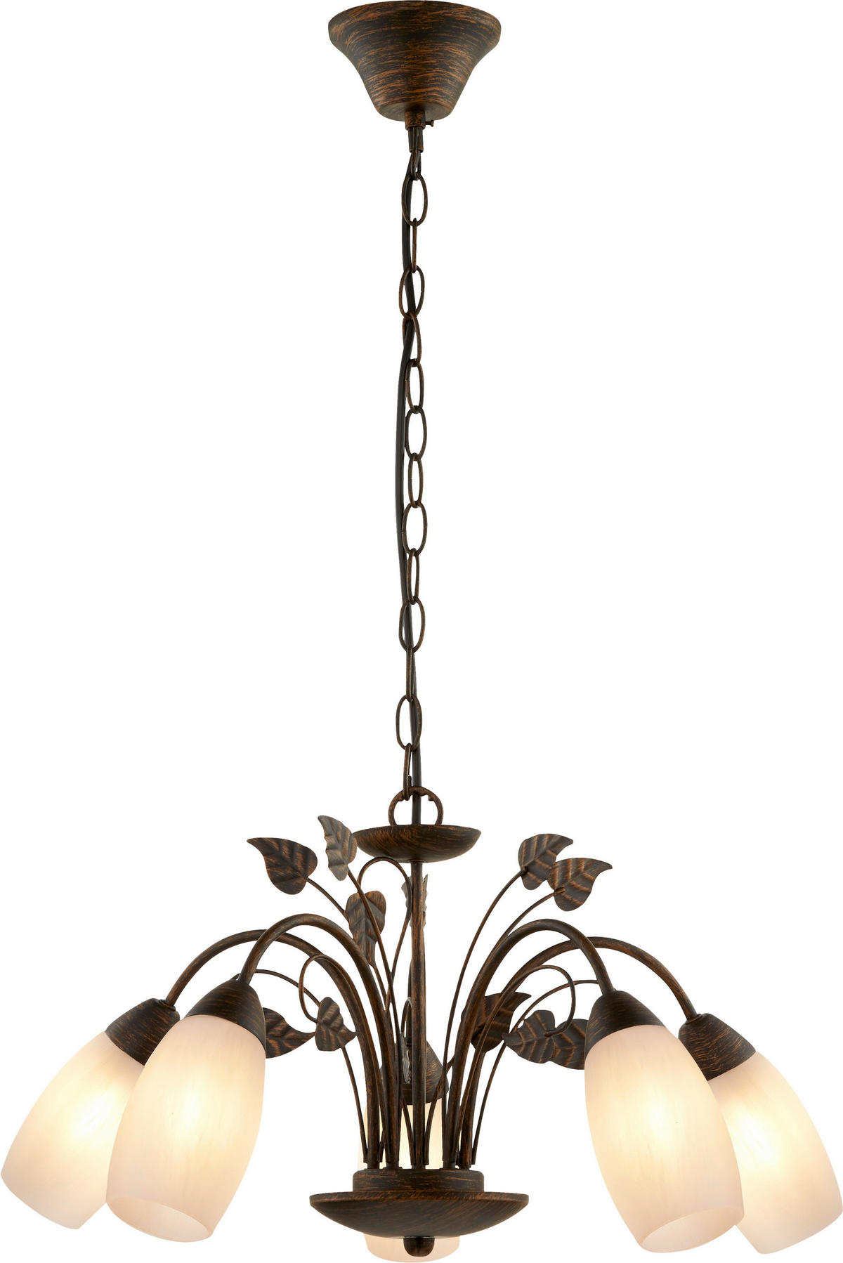 GLOBO Pendelleuchte VENEZIA 30800523X rost warmweiß Metall Glas H/D: ca. 150x50 cm E14 5 Brennstellen VENEZIA - warmweiß/rost (50,00/150,00cm) - GLOBO