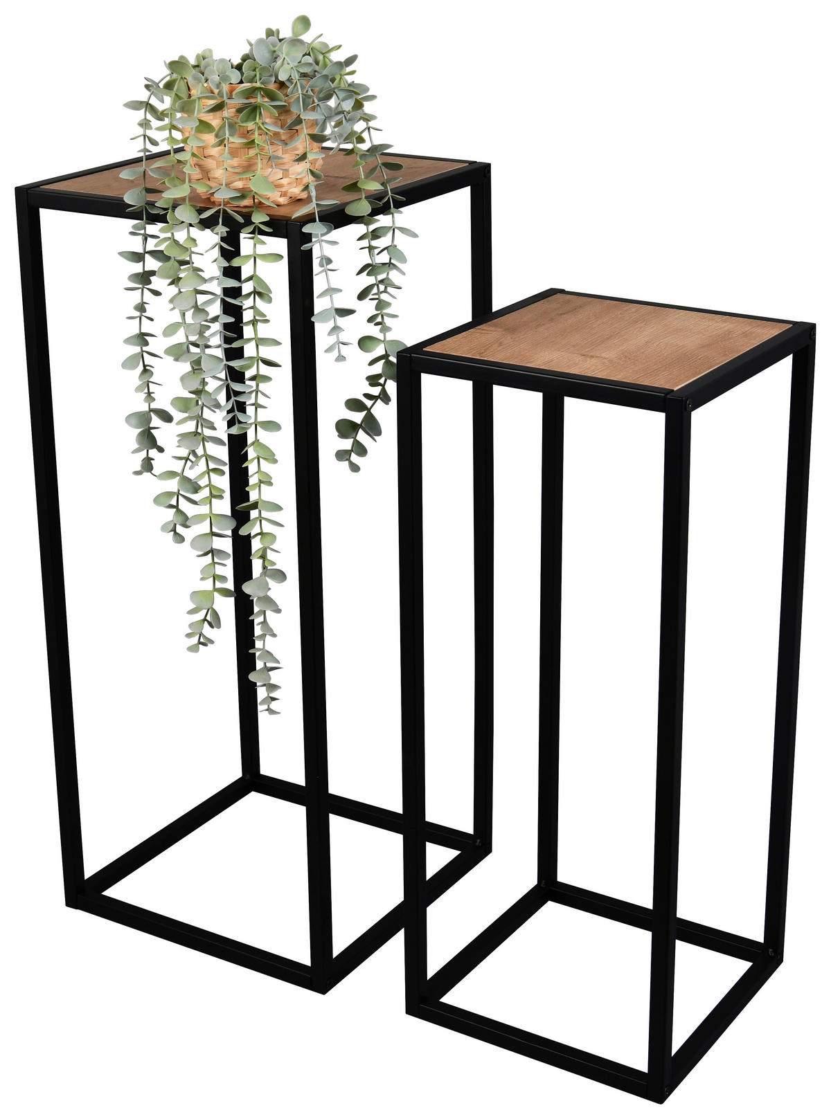Beistelltisch Valery Eiche Artisan Nachbildung schwarz Metall MDF B/H/T: ca. 30x70x30 cm Valery - Eiche/schwarz (30,00/70,00/30,00cm)