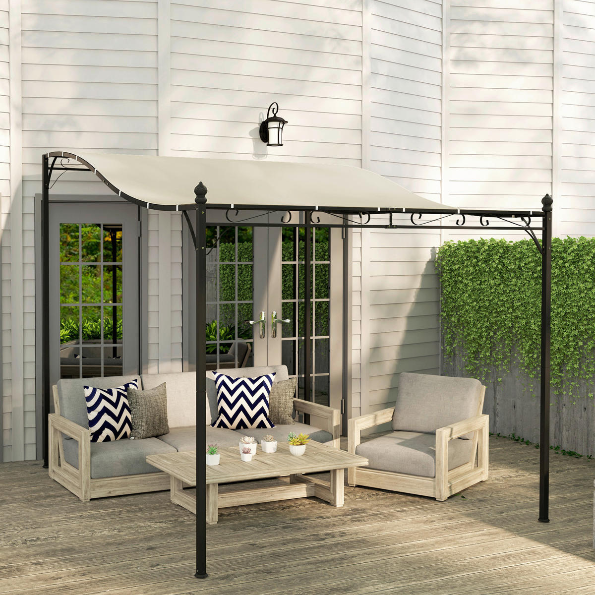 Outsunny Anbaupavillon cremeweiß Metall B/H/L: ca. 298x250x248 cm Anbaupavillon - cremeweiß (248,00/298,00/250,00cm) - Outsunny