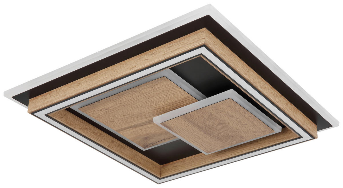 GLOBO LED-Deckenleuchte 67325-32 mattschwarz dunkelbraun MDF Metall Acryl B/H/T: ca. 41x7,6x41 cm LAGERTA - dunkelbraun/mattschwarz (41,00/7,60/41,00cm) - GLOBO