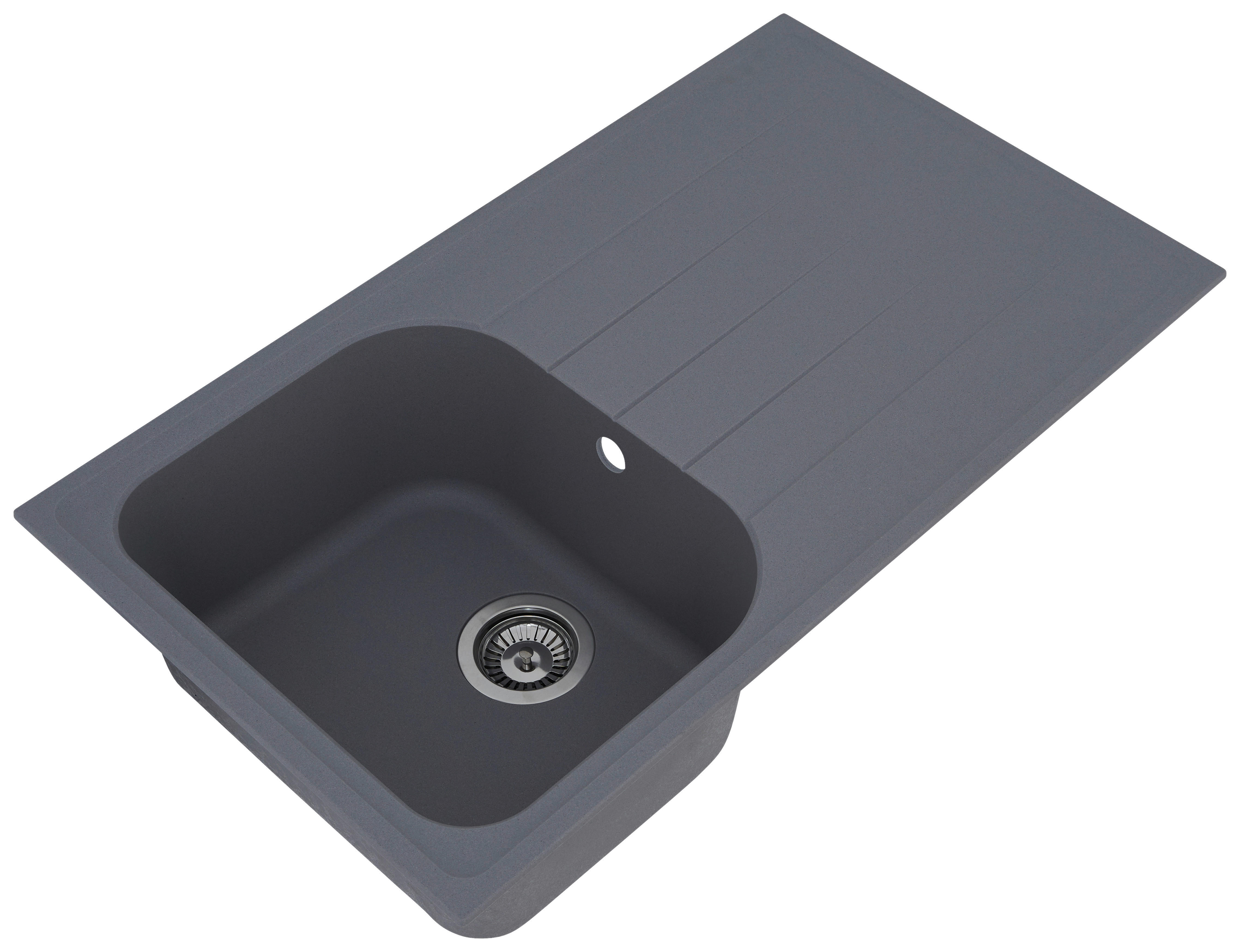 Respekta Einbauspüle Orlando 86 x 50 G Beton grau Granitverbundmaterial B/H/T: ca. 86x20,9x50 cm Orlando 86 x 50 G - Beton/grau (86,00/20,90/50,00cm) - Respekta