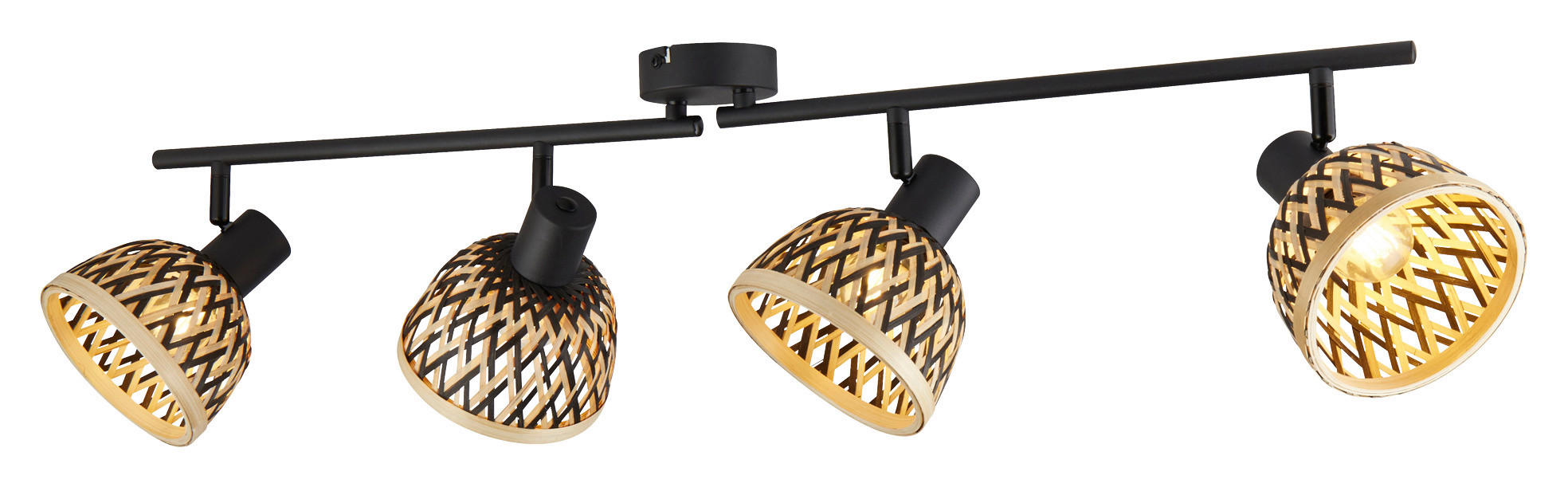 Searchlight Strahler schwarz Stahl Bambus B/H/L: ca. 13x22x94 cm E14 4 Brennstellen Lance - schwarz (94,00/13,00/22,00cm) - Searchlight