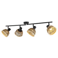 Searchlight Strahler schwarz Stahl Bambus B/H/L: ca. 13x22x94 cm E14 4 Brennstellen Lance - schwarz (94,00/13,00/22,00cm) - Searchlight