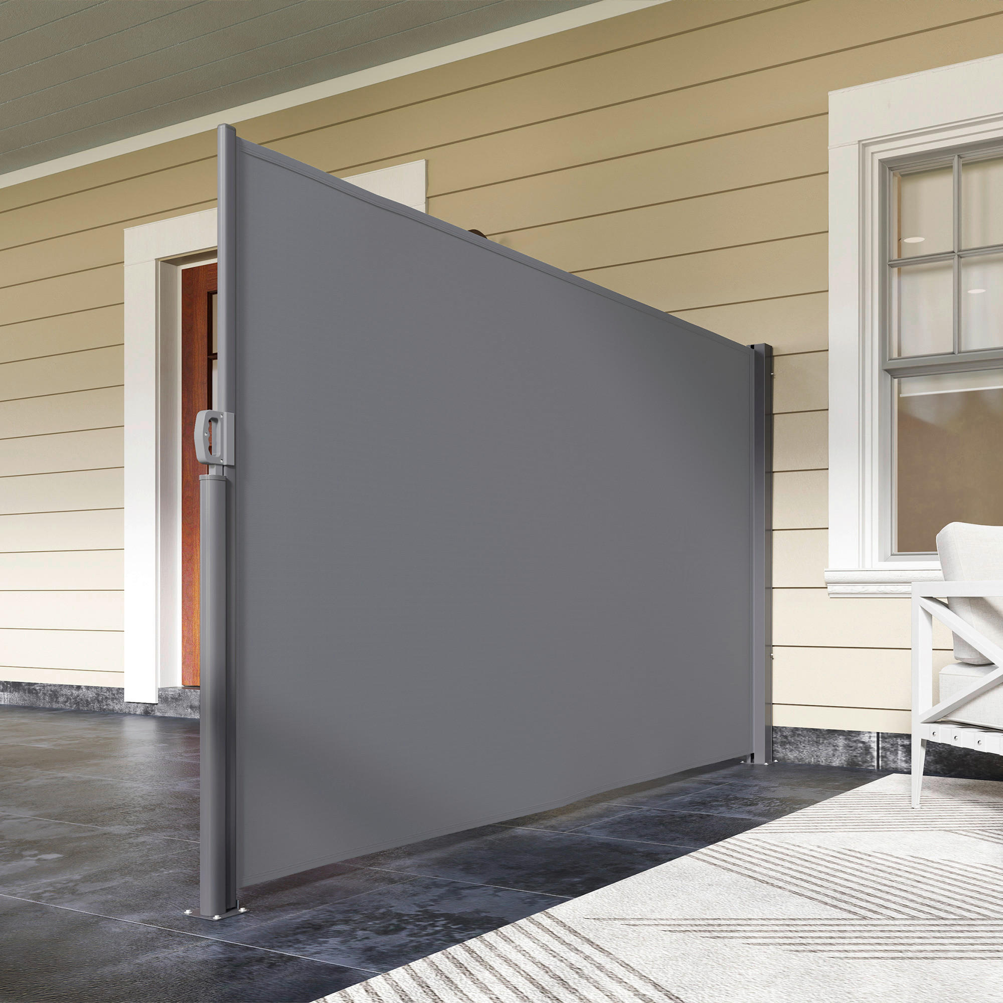 Thumbnail - Outsunny Seitenmarkise dunkelgrau Aluminium B/H/L: ca. 1x180x300 cm