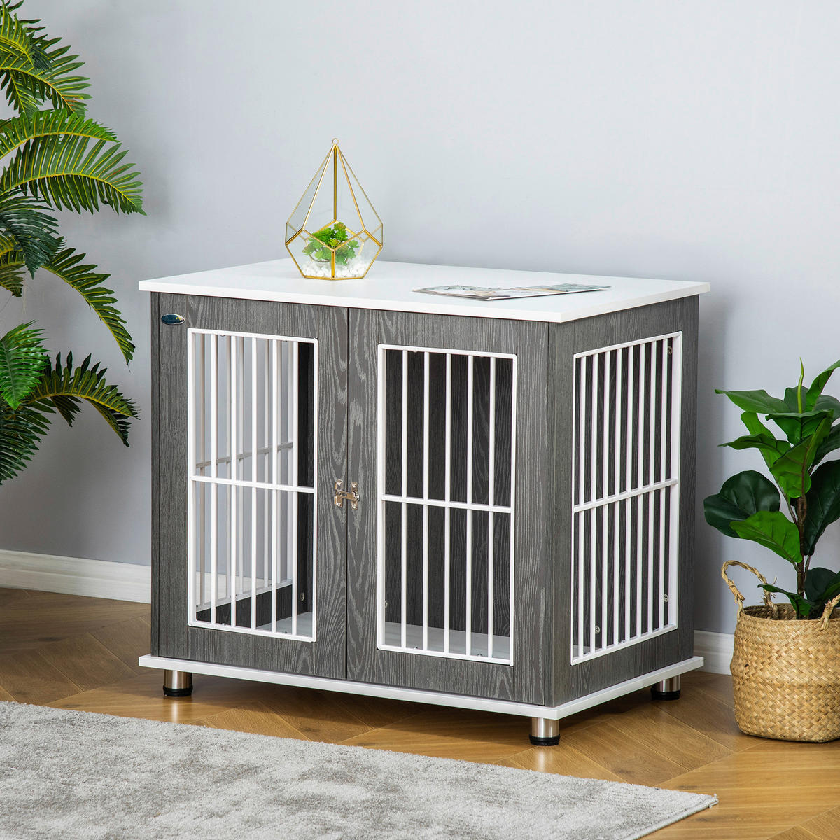 PawHut Hundekäfig Hundekäfig - (85,00/55,00/75,00cm) - PawHut