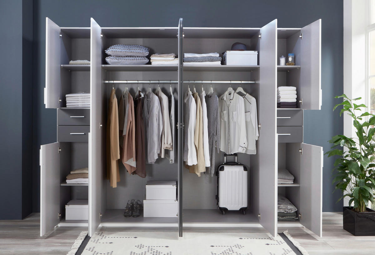 Kleiderschrank Vegas weiß Graphit B/H/T: ca. 270x208x58 cm Vegas - weiß/Graphit (270,00/208,00/58,00cm)