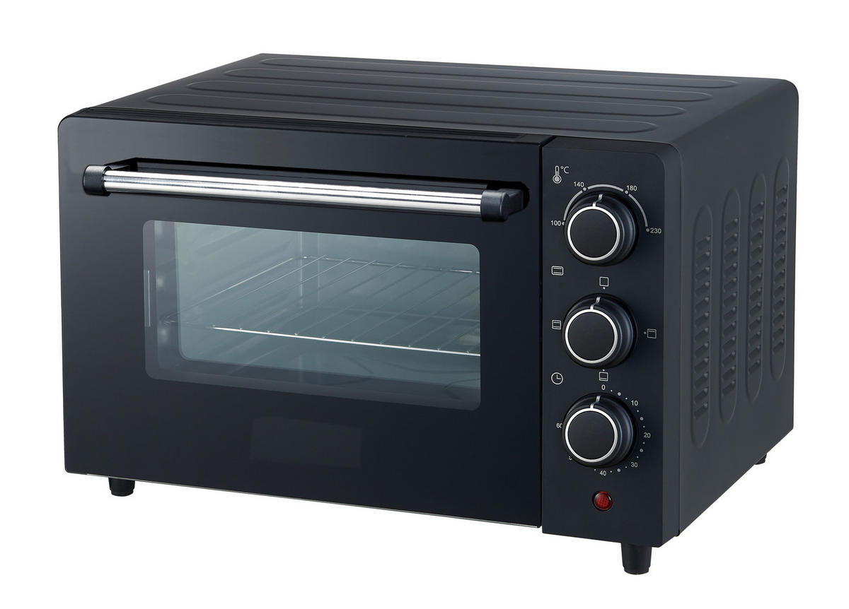 POCOline Mini-Backofen silber Glas B/H/L: ca. 32,6x27,1x42,3 cm ca. 18 l Mini-Backofen 18l Samos - schwarz/silber (42,30/32,60/27,10cm) - POCOline