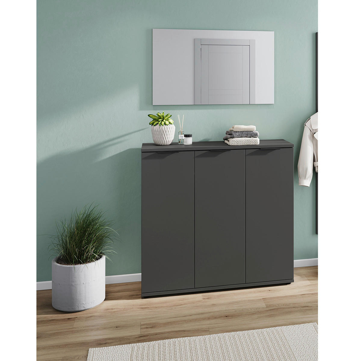 Garderobe 7878-547 Graphit Optik B/H/T: ca. 113x200x37 cm 7878-547 - Graphit (113,00/200,00/37,00cm) - Germania
