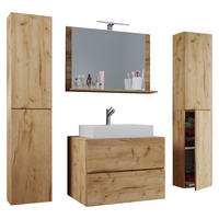 Waschplatz 5tlg-Lendas weiß Eiche Honig Nachbildung B/H/T: ca. 60x52x52 cm 5tlg-Lendas - Eiche/weiß (60,00/52,00/52,00cm) - VCM Möbel