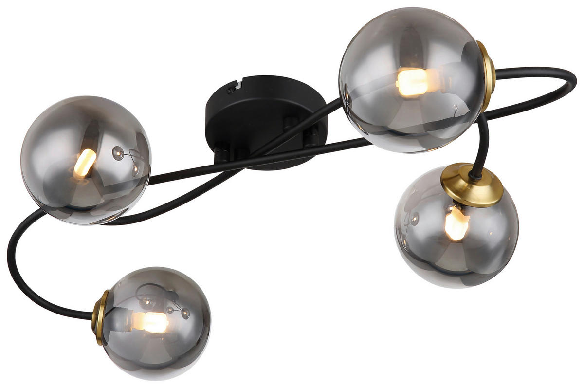 GLOBO Deckenleuchte 56136-4D schwarz Metall Glas B/H/T: ca. 30x15x53 cm G9 4 Brennstellen Deckenleuchte_Jorge - schwarz (30,00/15,00/53,00cm) - GLOBO