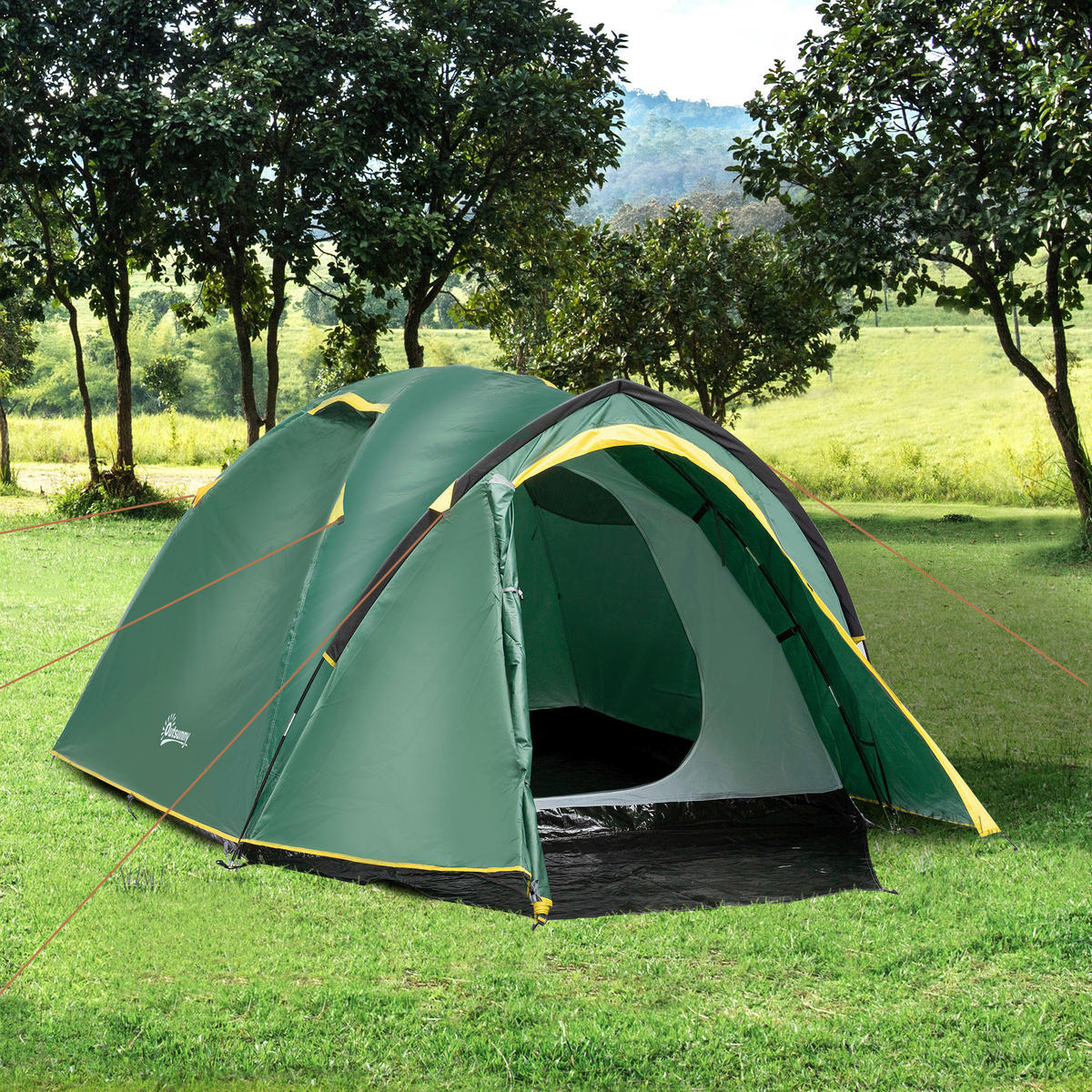 Outsunny Zelt grün Edelstahl B/H/L: ca. 183x325x130 cm Kuppelzelt - gelb/grün (130,00/183,00/325,00cm) - Outsunny