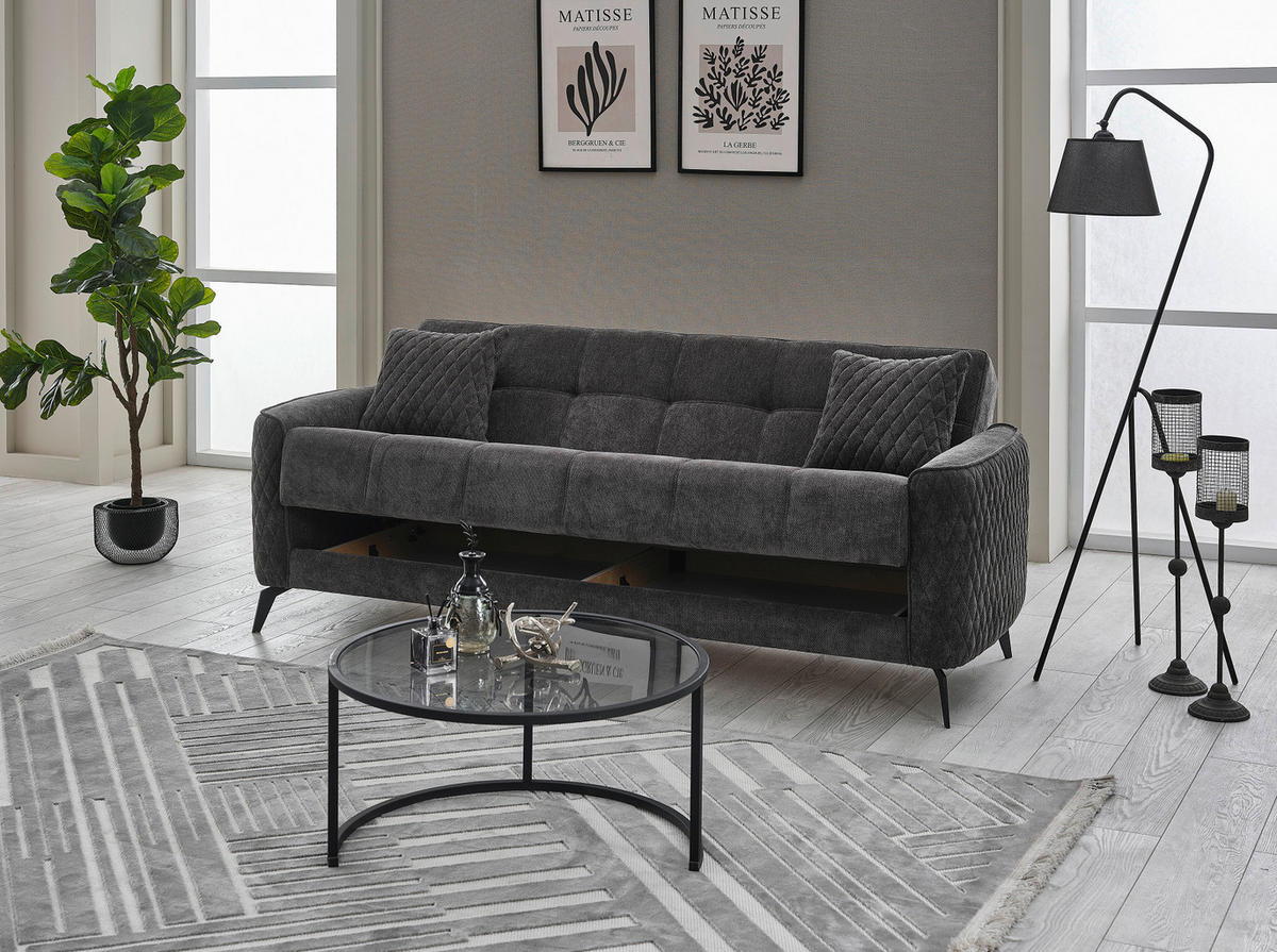 Sofa 3-2-1 Lendor grau Webstoff Lendor - schwarz/grau