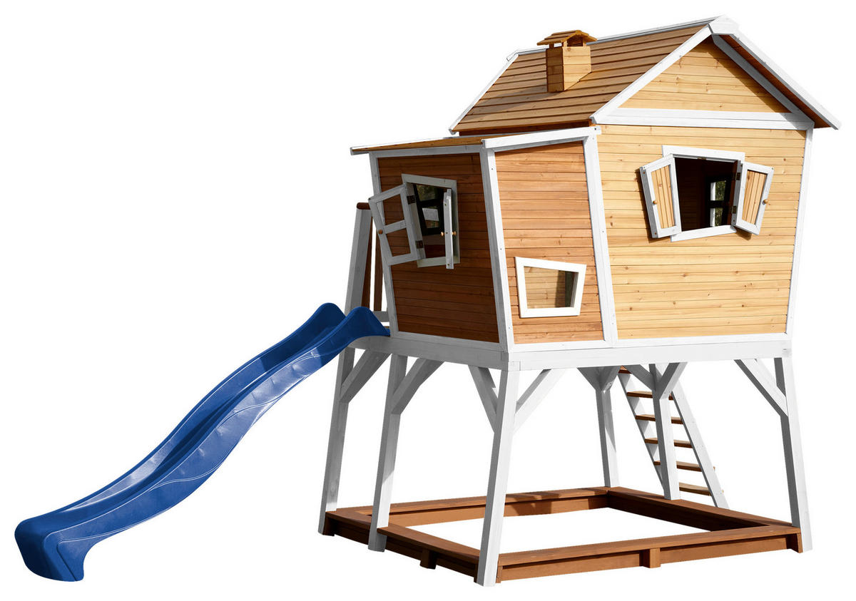 AXI Spielhaus Max braun B/H/L: ca. 432x288x193 cm Max - braun/blau (193,00/432,00/288,00cm) - AXI