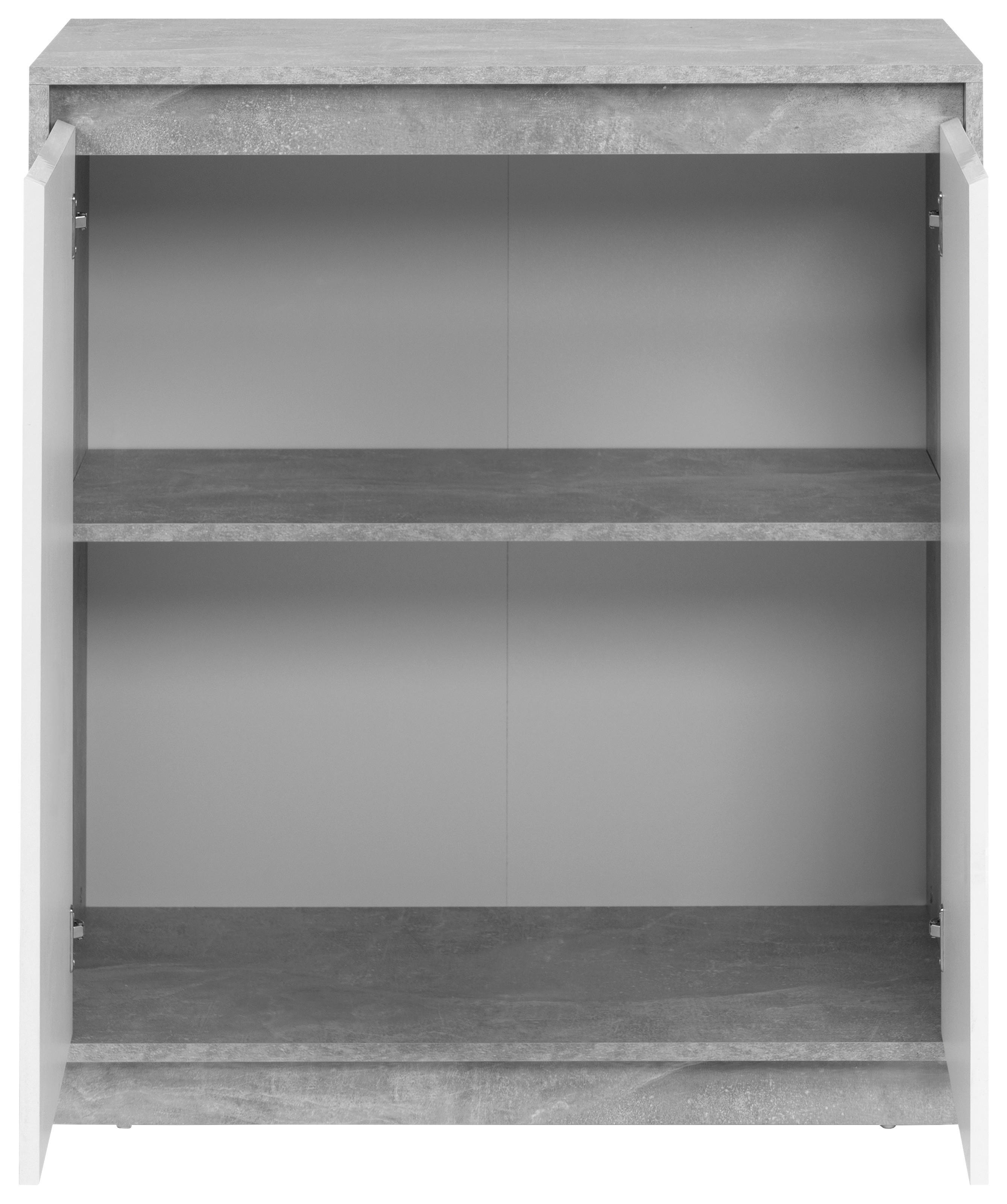 Kommode Phoenix Beton Optik weiß glänzend B/H/T: ca. 79x88x40 cm Phoenix - Beton/weiß (79,00/88,00/40,00cm)